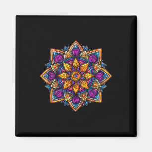 Aimant Lotus de méditation mandala coloré