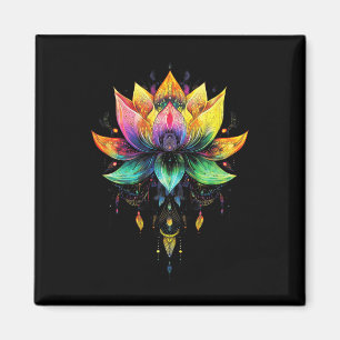 Aimant Lotus Fleur Arc-en-ciel Bohème Yoga Mandala Chakra