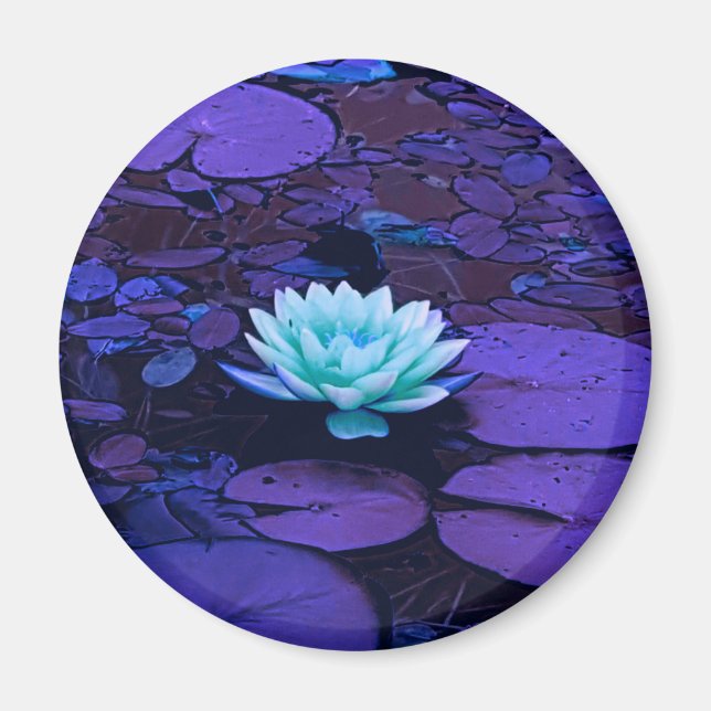 Aimant Lotus Fleur Magique Violet Bleu Turquoise Floral (Devant)