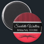 Aimant Lotus Scroll & Stripes - Silver Foil<br><div class="desc">This uniquely designed magnet has a lotus scroll and simulated silver foil strips. Great for event or party favors. Just enter name,  event,  and date to customize. Available in different shapes and sizes.</div>