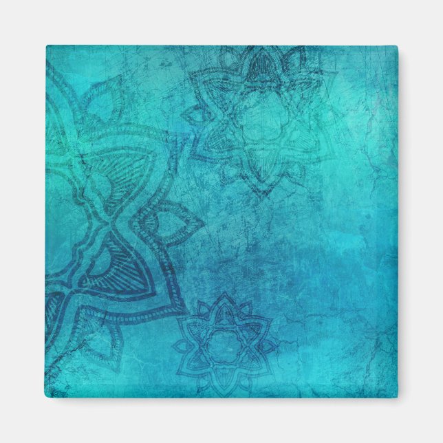 Aimant Lotus texturé bleu (Devant)