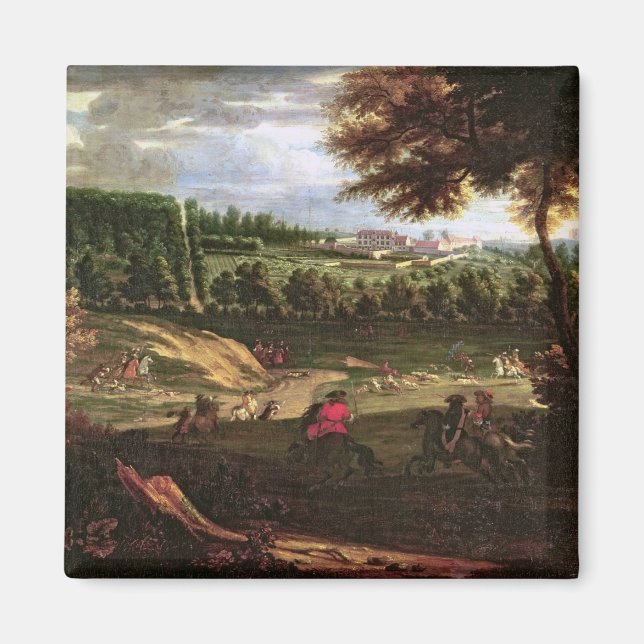 Aimant Louis XIV Chasse à Marly avec vue (Devant)