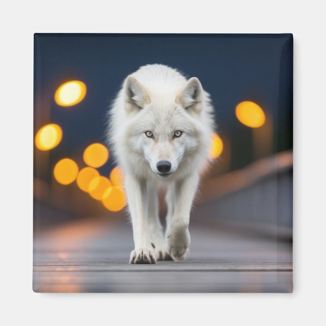 Aimant Loup Animaux Dans La Rue À L'Extérieur (Devant)