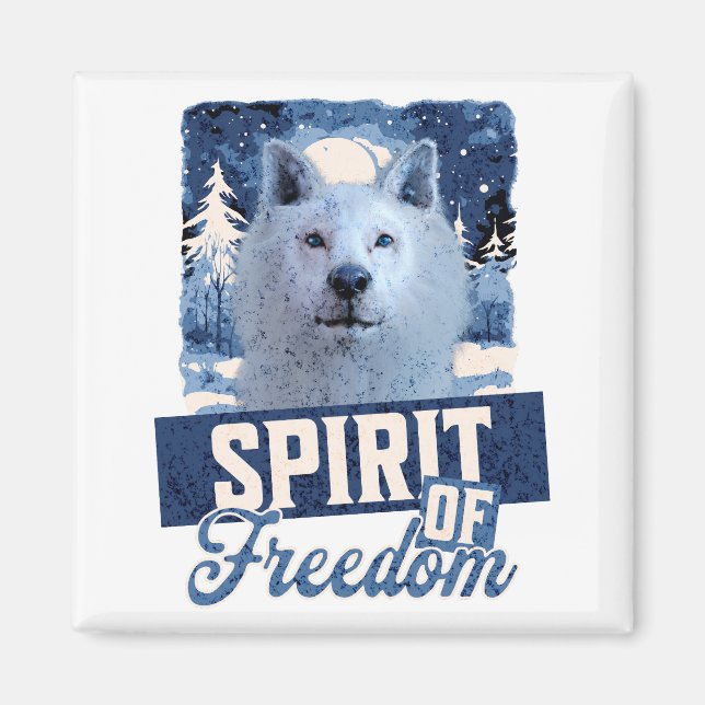 Aimant Loup Arctique Esprit de liberté Création faunique (Devant)