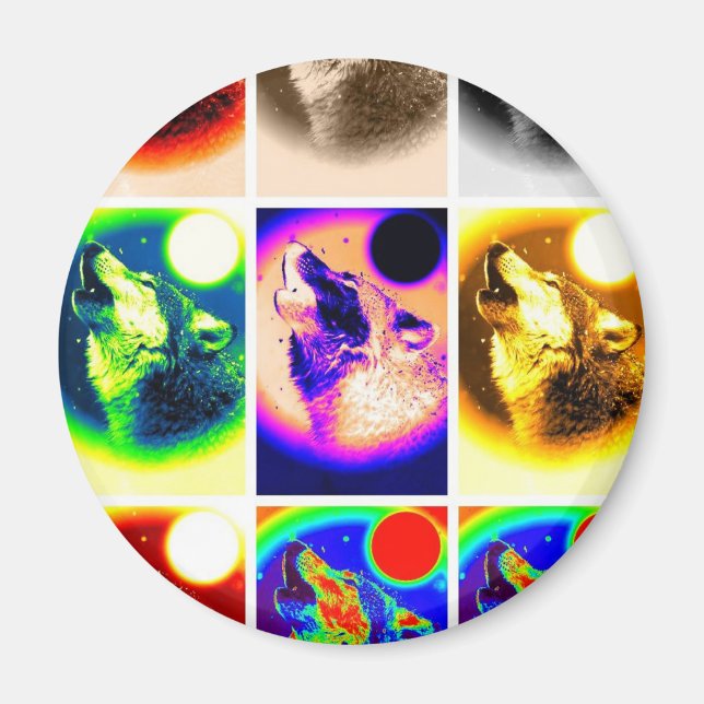 Aimant Loup d'art pop (Devant)