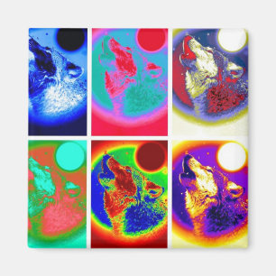 Aimant Loup d'art pop