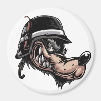 Aimant Loup de dessin animé avec une dynamite sur son cas