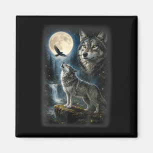 Aimant Loup de la nature forêt arbres loups animal sauvag