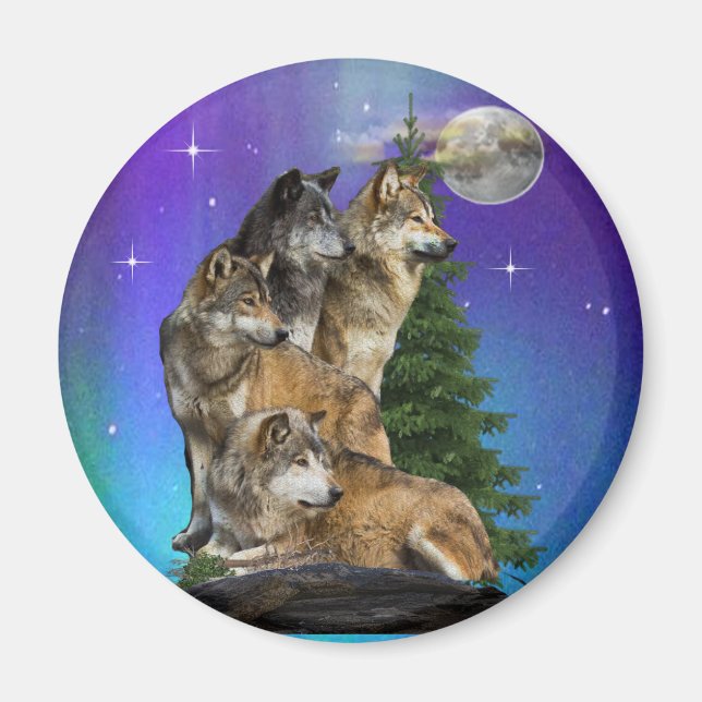 Aimant loup et lune (Devant)