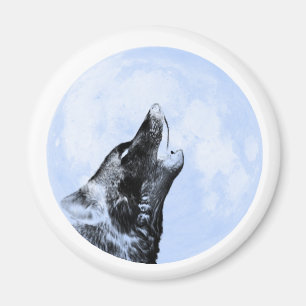 Aimant Loup fantôme hurlant sur la lune