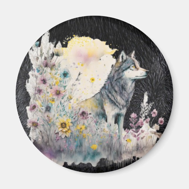 Aimant Loup faunique (Devant)