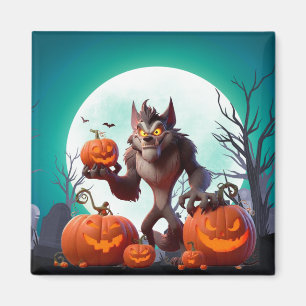 Aimant loup-garou et citrouilles d'Halloween