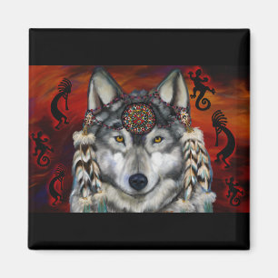 Aimant Loup Gris