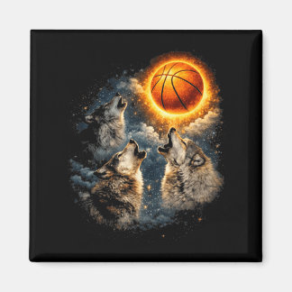 Aimant Loup hurlant à la lune et basball