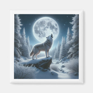 Aimant Loup hurlant en hiver