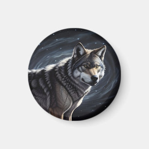 Aimant Loup Majestueux Sous un Ciel Étoilé