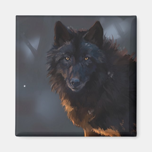 Aimant loup noir (Devant)
