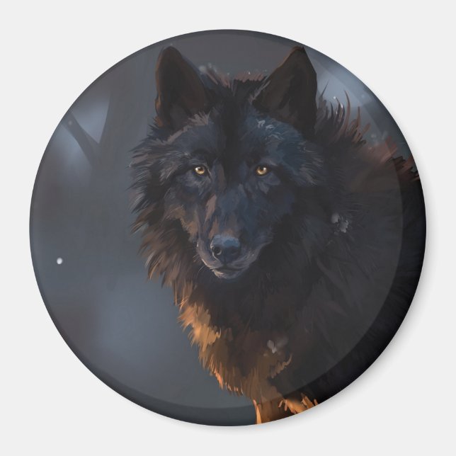 Aimant Loup noir (Devant)