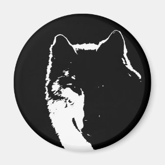 Aimant Loup noir et blanc