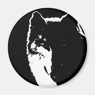 Aimant Loup noir et blanc