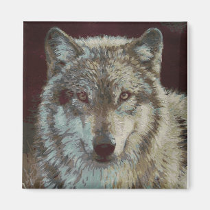 Aimant loup peint à la main