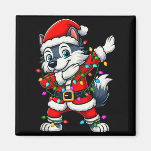 Aimant Loup qui fait dabbing Lumières Santa Xmas Filles G