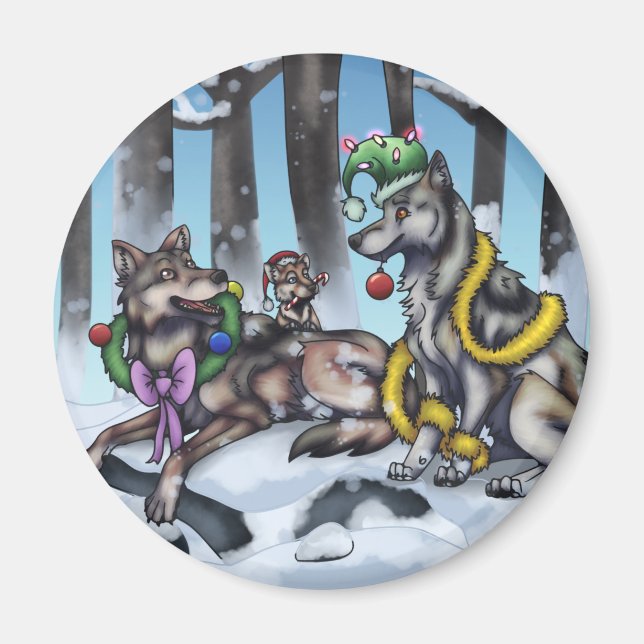 Aimant Loups de vacances (Devant)