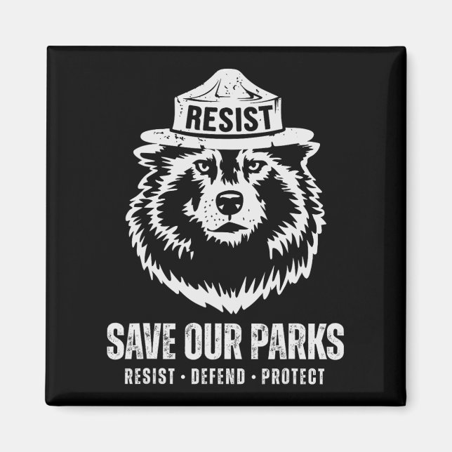 Aimant L'ours gris loup résiste à la protection du parc n (Devant)