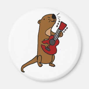 Aimant Loutre de mer drôle jouant la guitare