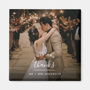 Aimant Love and Thanks Mariage Photo Merci