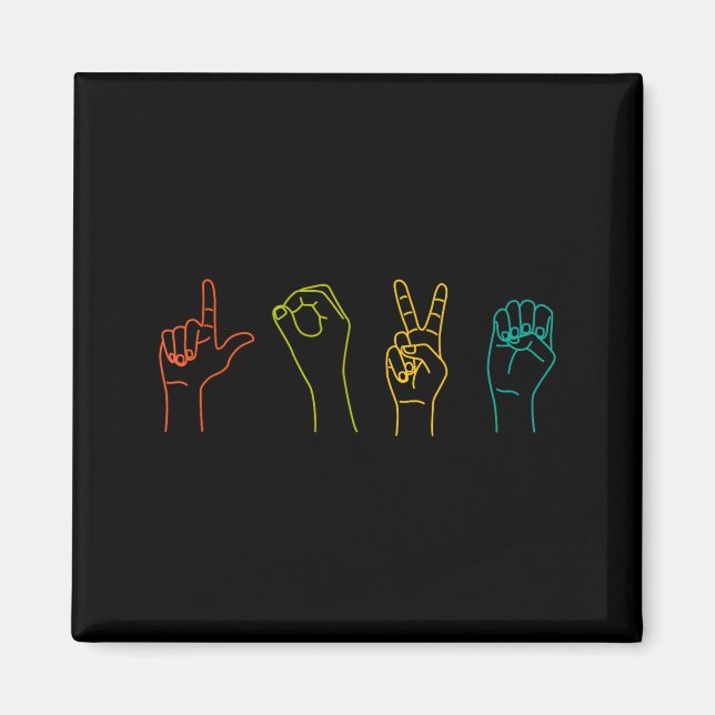 Aimant Love Asl Sign Language Alphabet Valentines Day  (Devant)