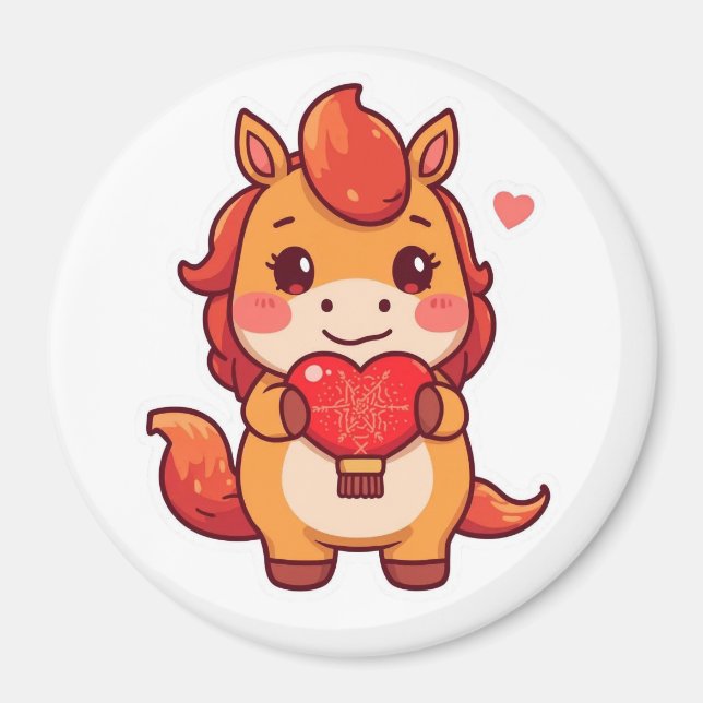 Aimant Love at First Gallop Fire Horse Valentine Chinese  (Devant)