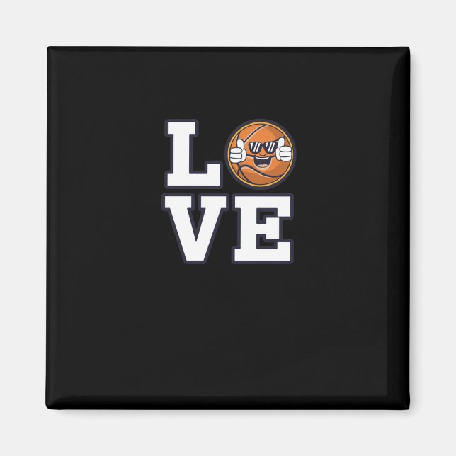 Aimant Love Basketball Design Avec Cool Emoji Et (Devant)