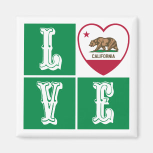Aimant Love California Republic State Drapeau Heart Pride
