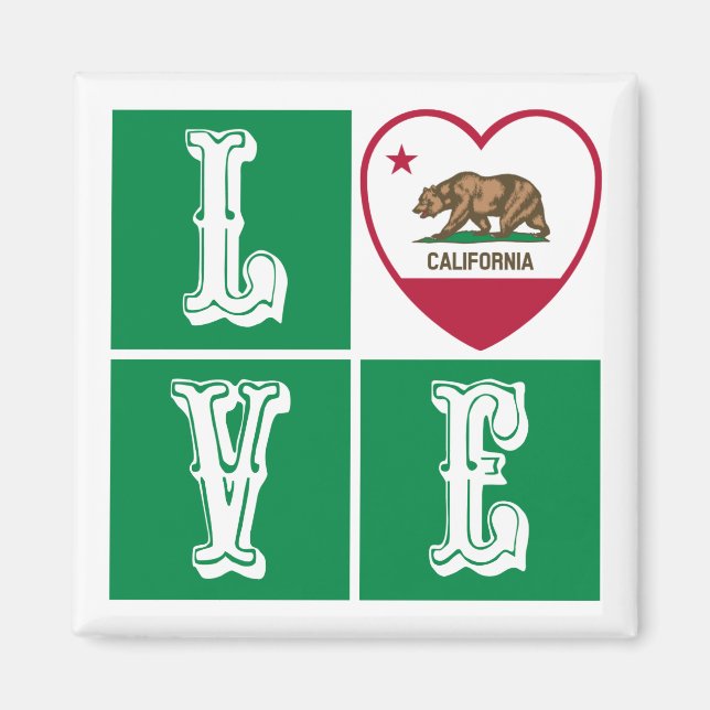 Aimant Love California Republic State Drapeau Heart Pride (Devant)
