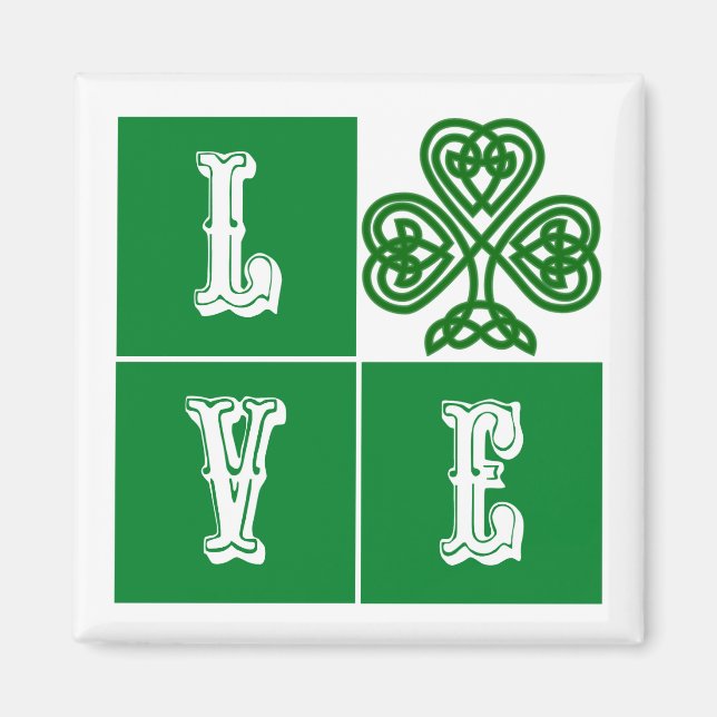 Aimant Love Celtic Coeurs Shamrocks (Devant)