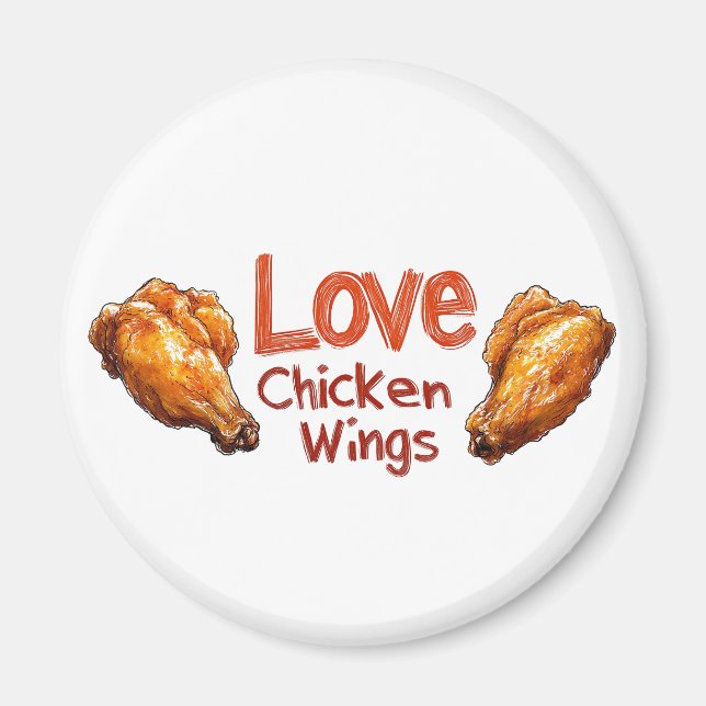 Aimant Love Chicken Wings Parfait pour les amateurs de no (Devant)