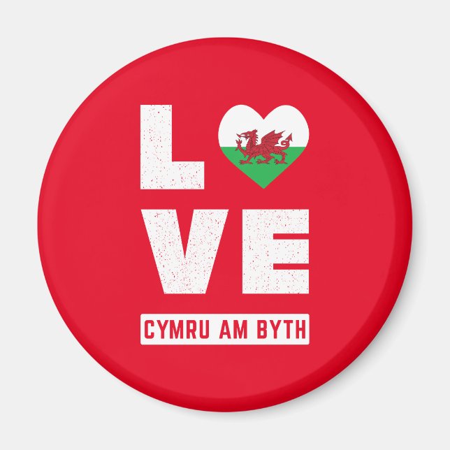 Aimant Love Cymru Am Byth Wales Drapeau Gallois Racines V (Devant)