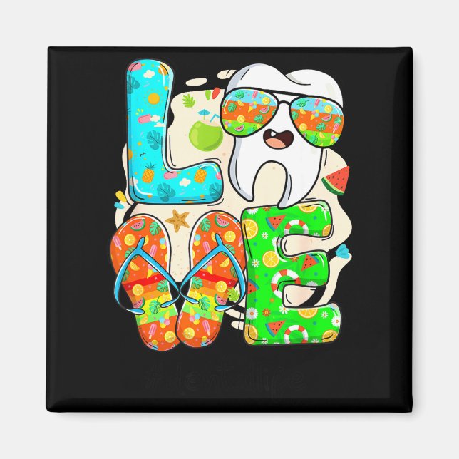 Aimant Love Dental Life Cute Tooth Flip Flops Summer Dent (Devant)
