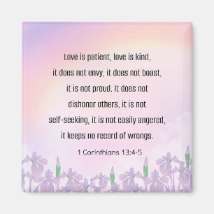 Aimant LOVE - Écriture, 1 Corinthiens 13 4-5,