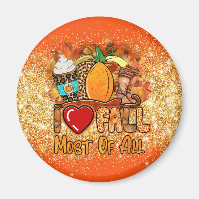 Aimant Love Fall Personnaliser d'automne Texte et couleur (Devant)