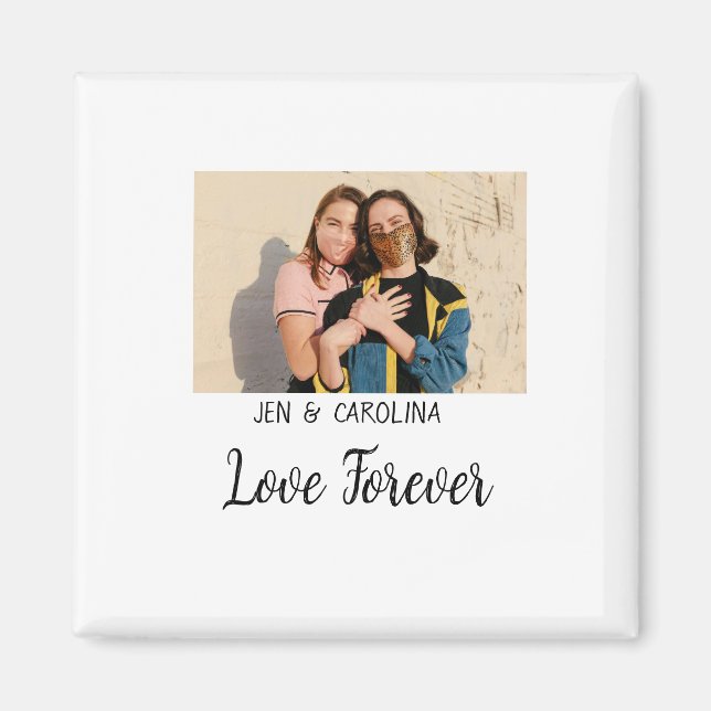 Aimant Love Forever LGbtq couple fierté ajouter nom photo (Devant)