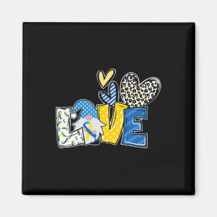 Aimant Love Gnomes Blue Yellow Ribbon Down Syndrome Aware