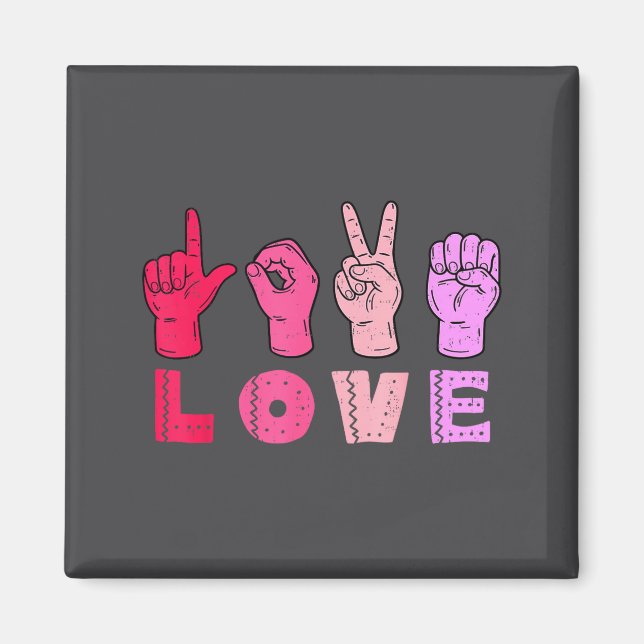 Aimant Love Hand Sign Language Asl Valentines Day Men Wom (Devant)