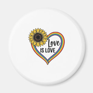 Aimant Love Is Love Tournesol Cœur Vintage Vector T-Shirt