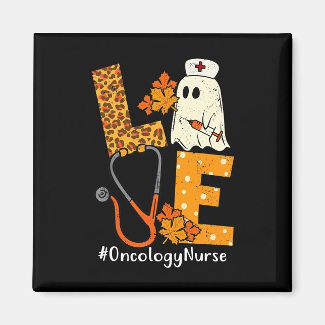 Aimant LOVE Leopard Ghost Oncologie Infirmière Halloween  (Devant)