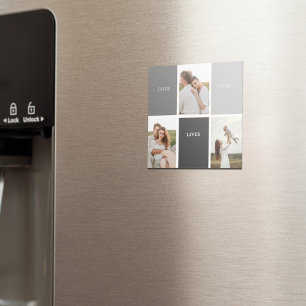 Aimant Love Lives Here Three Photo Family Gift