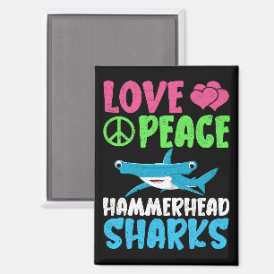 Aimant Love Peace Hammerhead Sharks mignonette Sea Animal