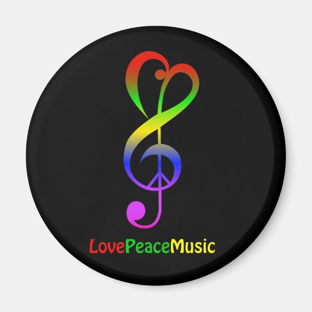 Aimant Love peace music hippie treble clef (Devant)