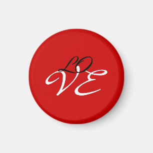 Aimant Love Rouge Blanc Noir Couleur Script Calligraphie